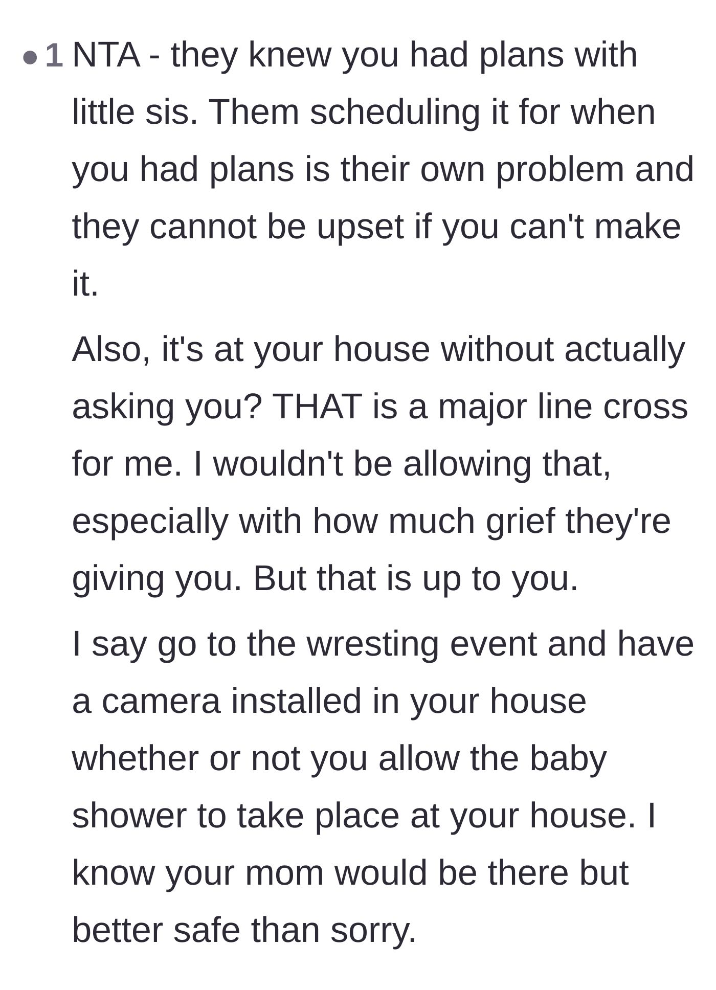 Comment thread 4 - Advice focusing on the complete disrespect of the uninvited home takeover and suggesting home security cameras.