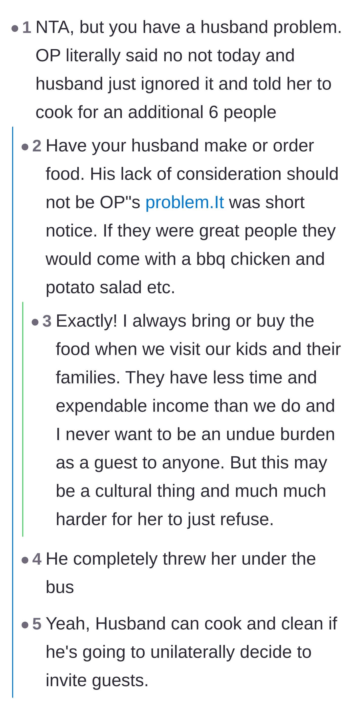Comment thread 1 - Readers heavily debating how the husband didn't just throw his exhausted wife under the bus, but actively drove it over her.