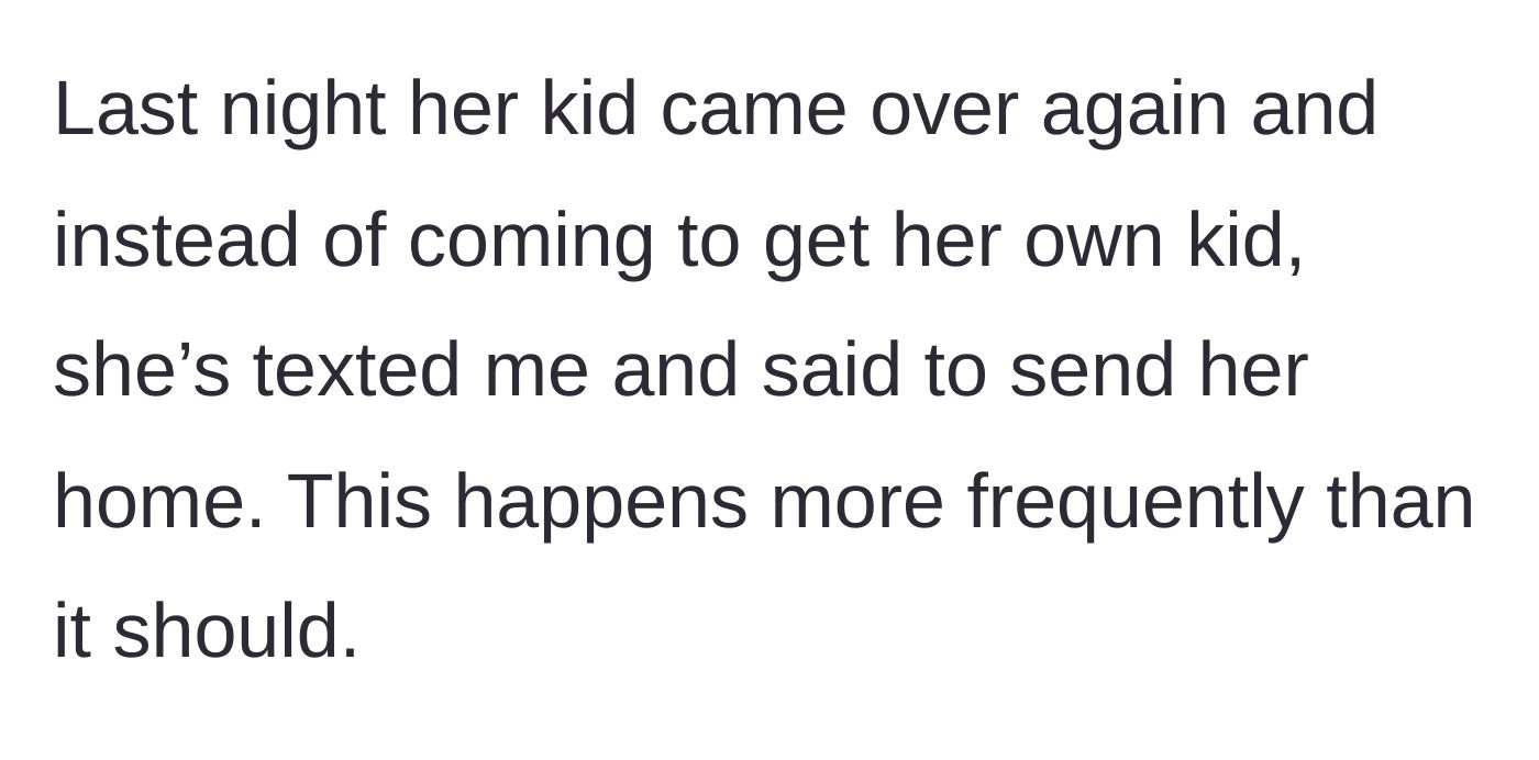 Story part 4 - The neighbor texts the narrator to send her daughter home instead of walking over to pick her up.