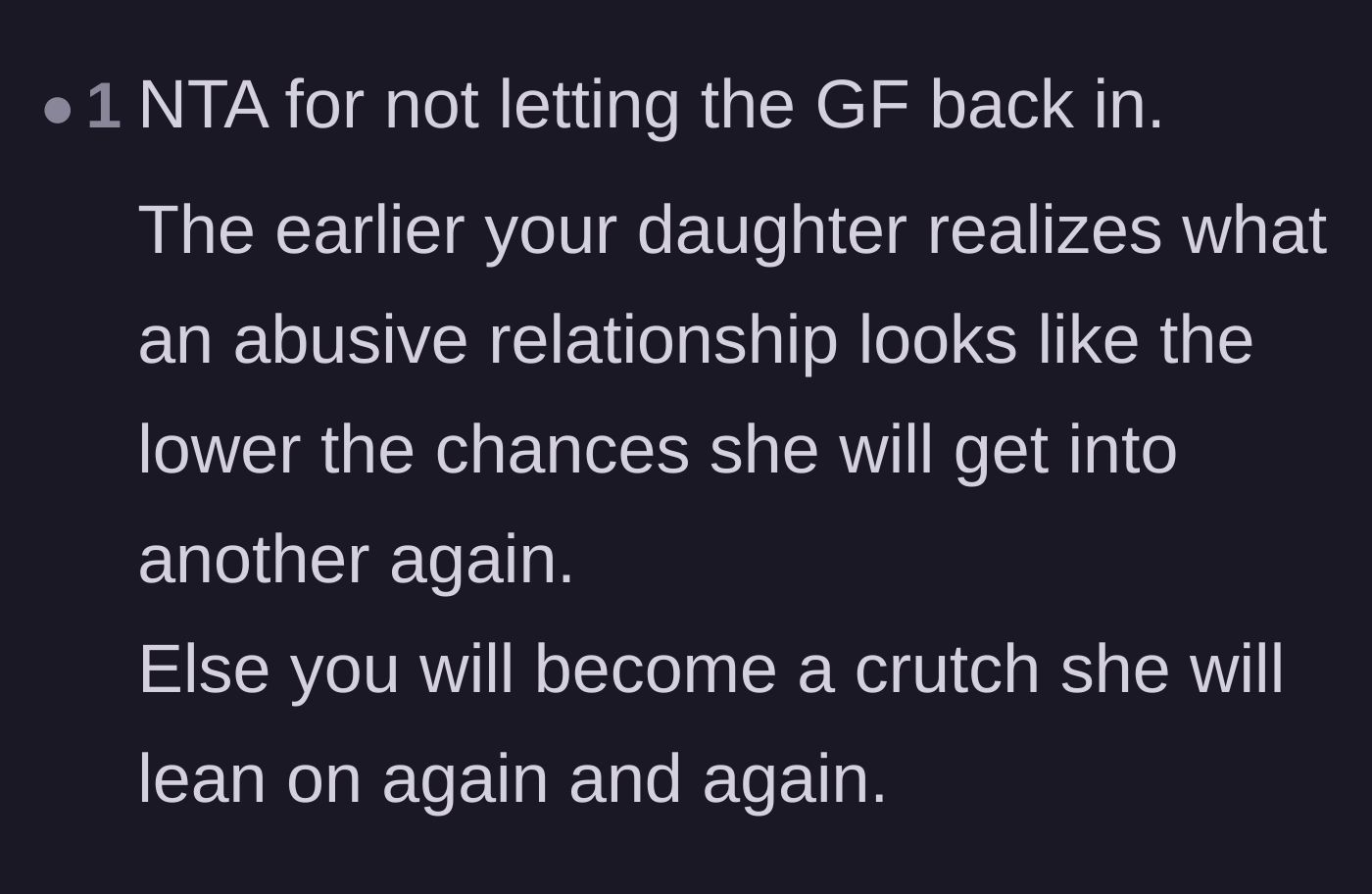 Comment thread 6 - Advice on not becoming a perpetual crutch for a child trapped in an abusive cycle.