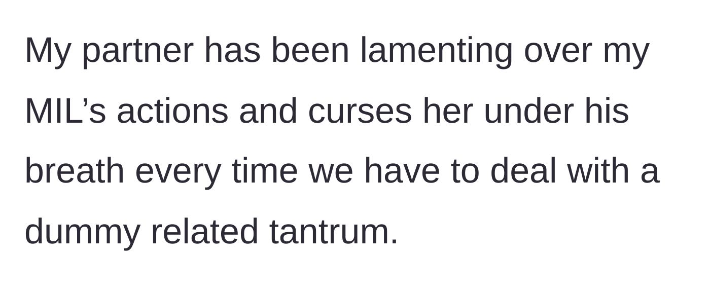 Story part 7 - The husband remains furious, cursing his mother under his breath during every pacifier-related tantrum.