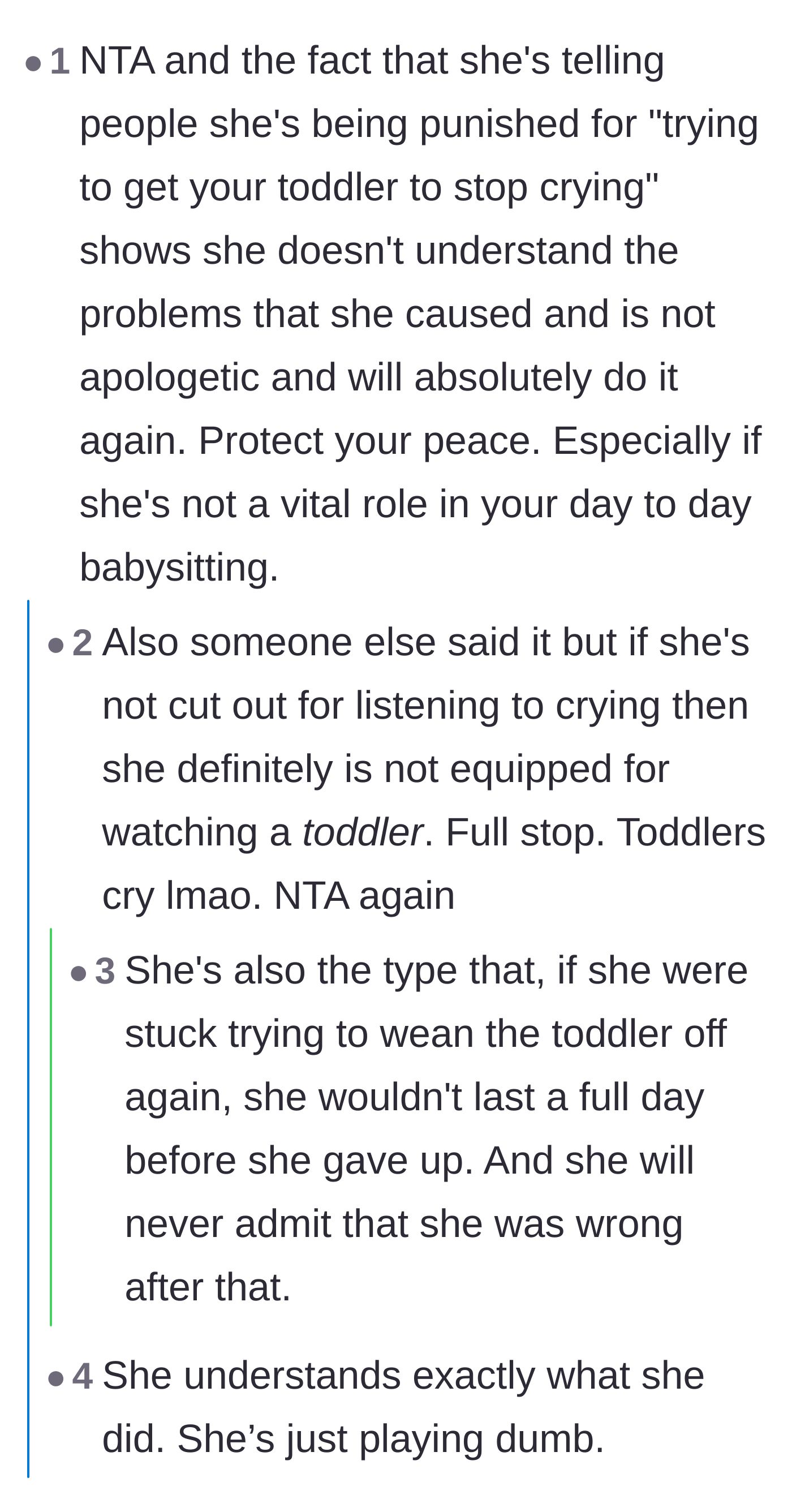 Comment thread 5 - Discussion of the grandmother's victim mentality and deliberate weaponization of her own incompetence.
