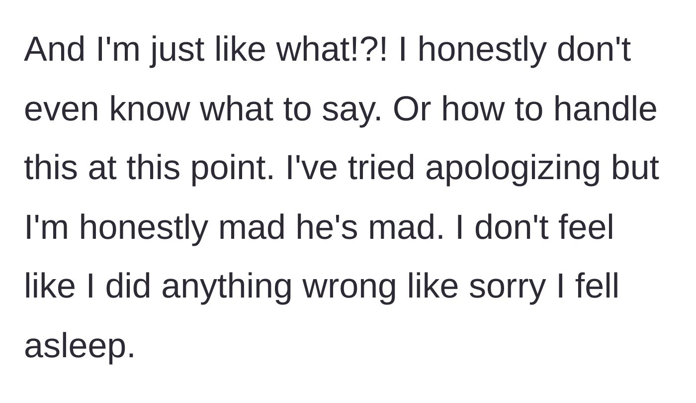 Story part 6 - The main character expresses shock and frustration, regretting her apology and refusing to accept the blame.
