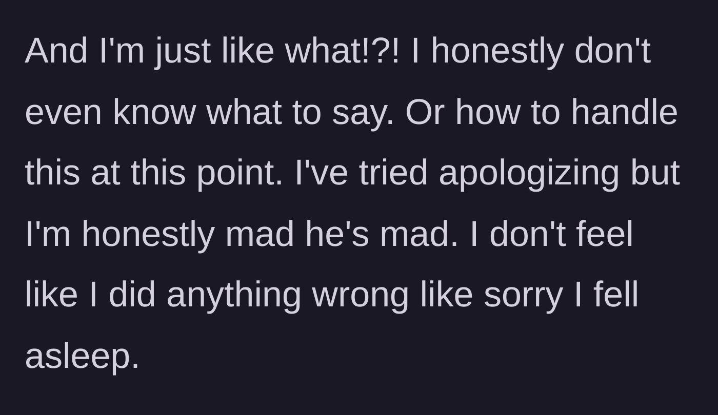 Story part 6 - The main character expresses shock and frustration, regretting her apology and refusing to accept the blame.