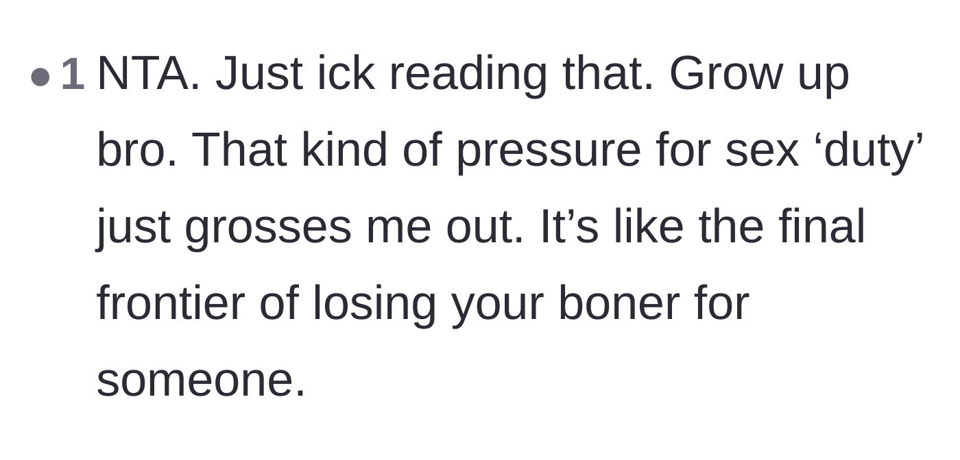 Comment thread 2 - Expressing disgust over the concept of treating physical intimacy as a duty