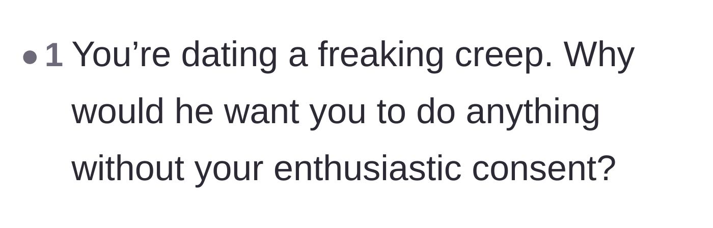 Comment thread 4 - Highlighting the painful lack of enthusiastic consent