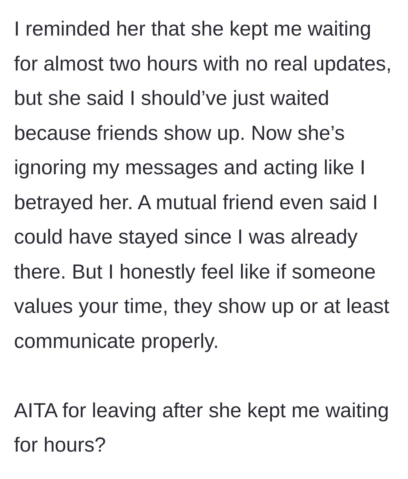 Story part 5 - Main character defends her boundaries, but the friend initiates the silent treatment and enlists a mutual friend to guilt-trip her.