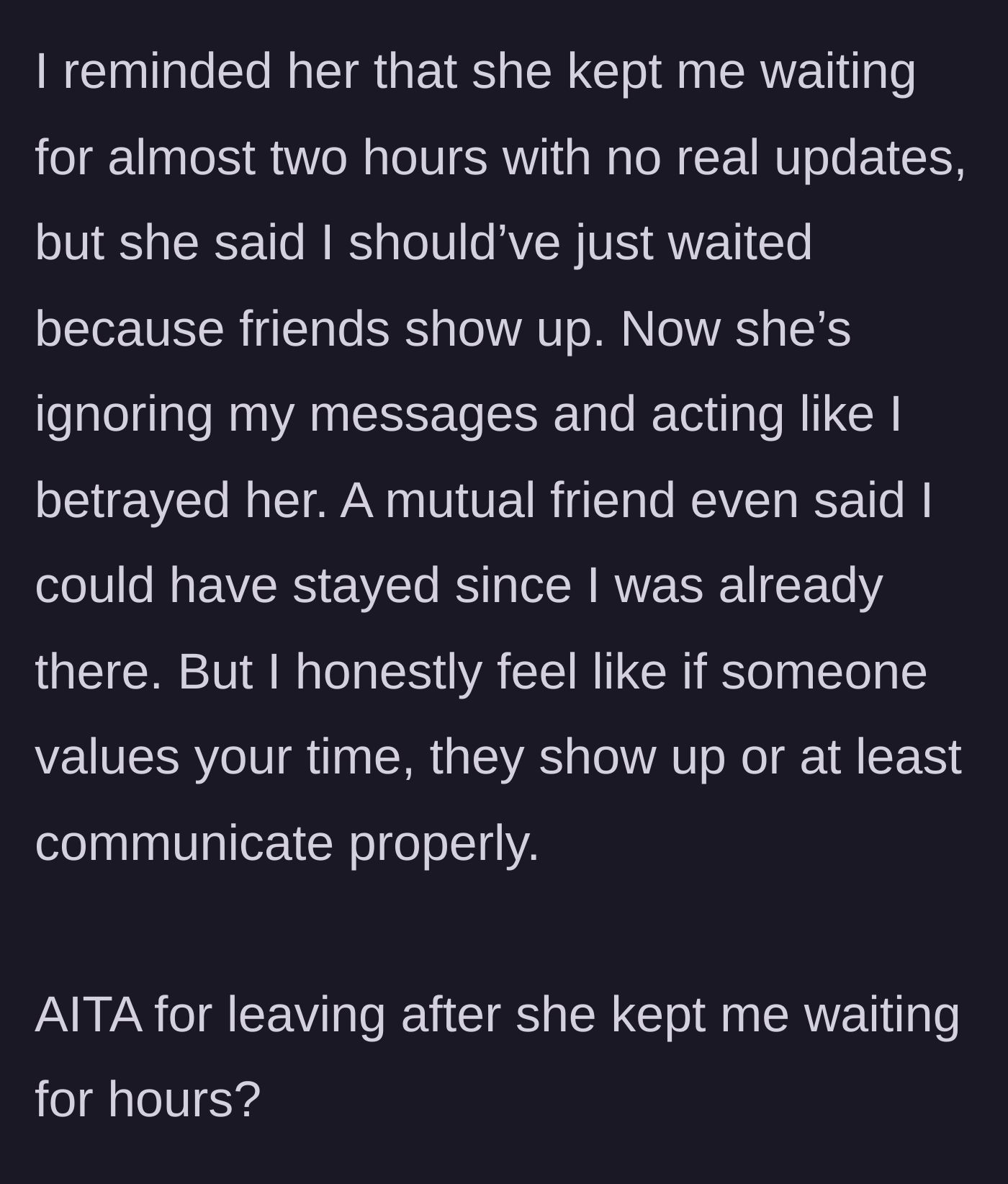 Story part 5 - Main character defends her boundaries, but the friend initiates the silent treatment and enlists a mutual friend to guilt-trip her.