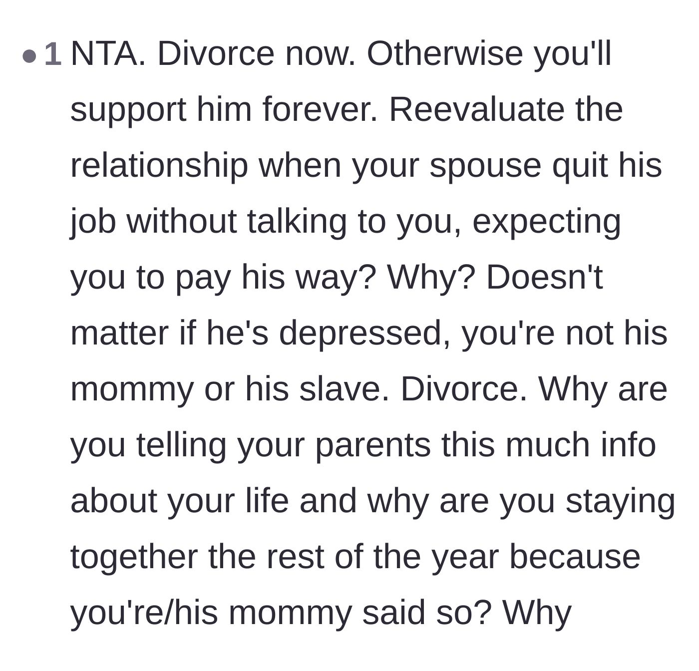 Comment thread 3 - Questioning why the poster is tolerating unilateral financial sabotage and parental interference