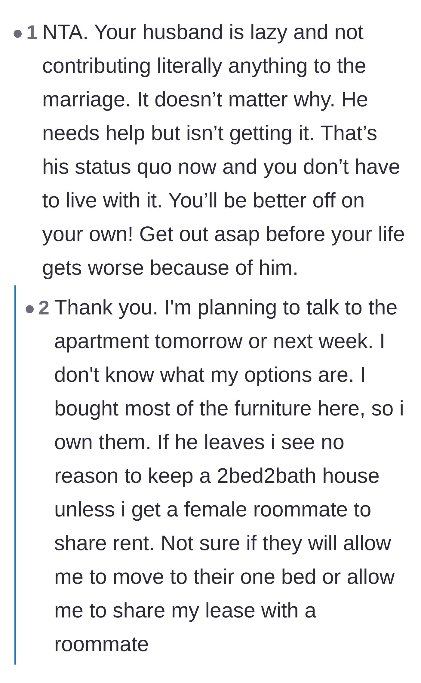 Comment thread 4 - Discussing lease logistics and separating mental health struggles from a lack of empathy