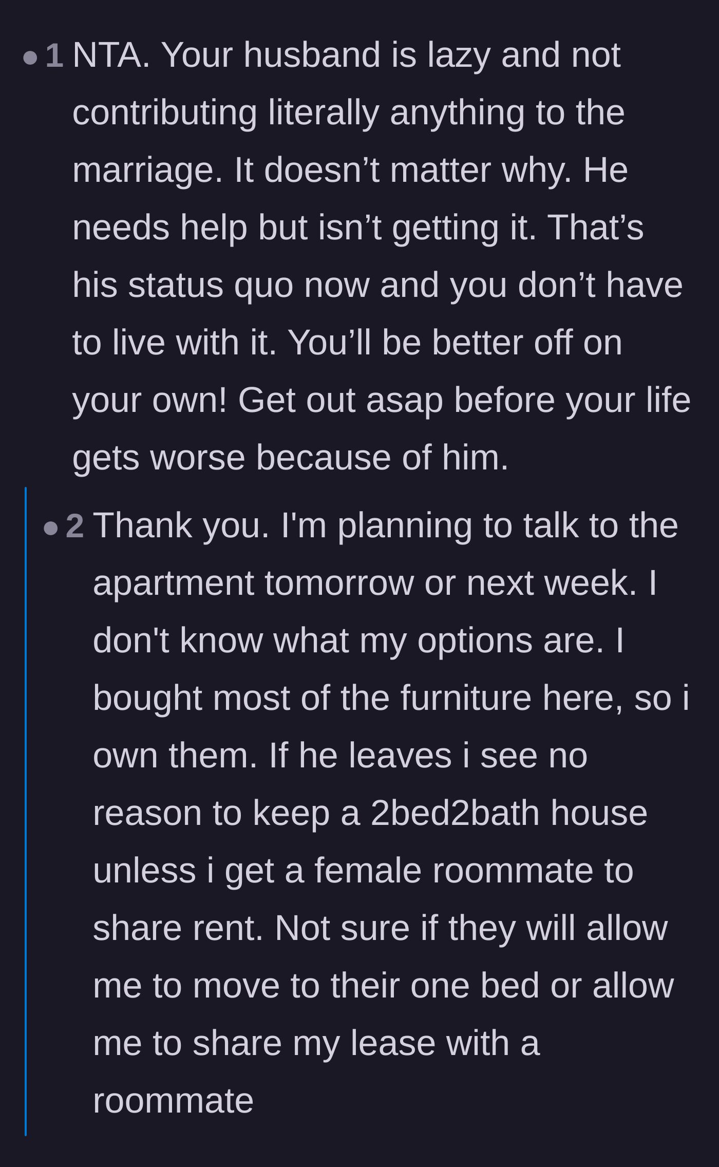 Comment thread 4 - Discussing lease logistics and separating mental health struggles from a lack of empathy