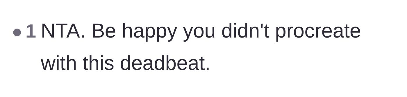 Comment thread 6 - Pointing out the silver lining that the couple has no children