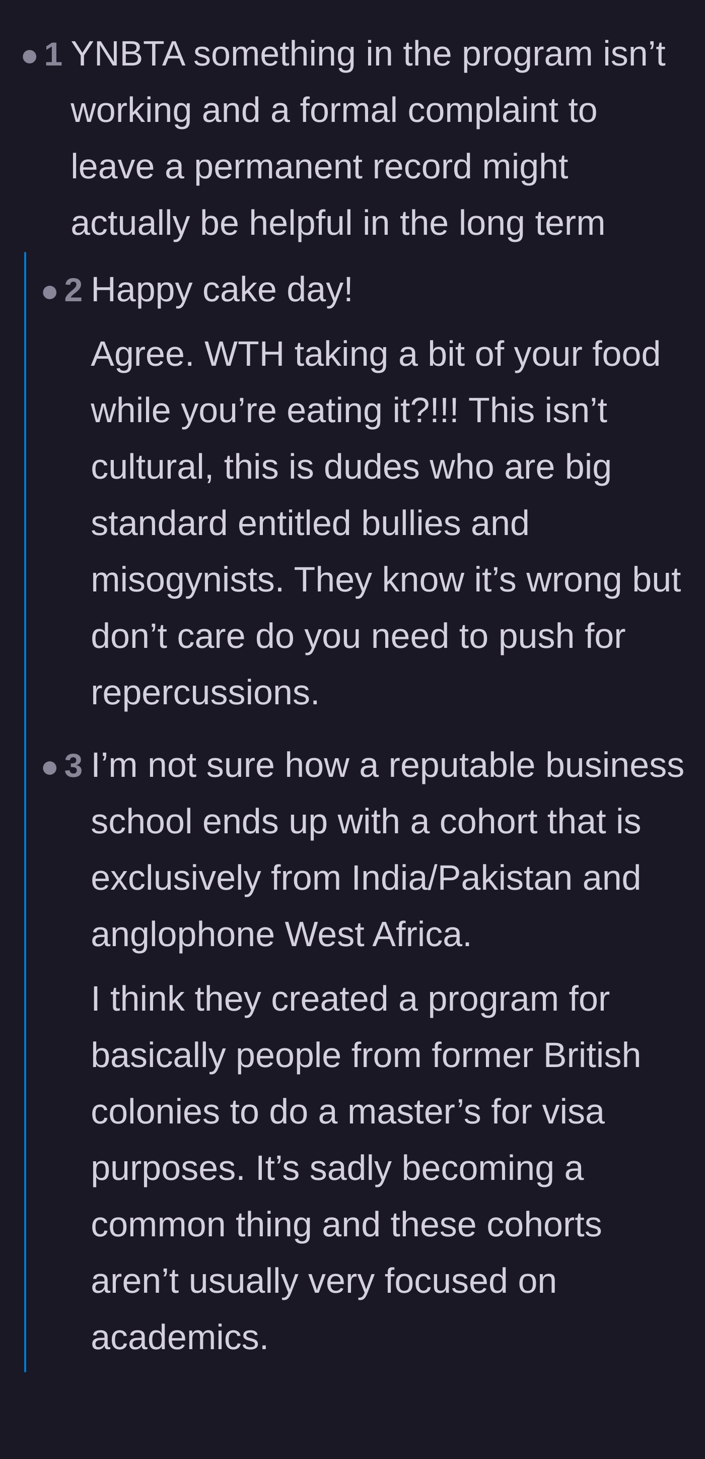 Comment thread 1 - A debate about reporting the behavior and a powerful tangent on why adult women shouldn't be called 'girls' in academia.