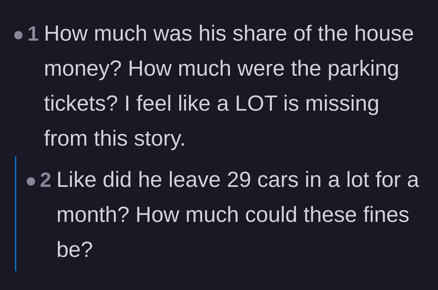 Comment thread 3 - Readers questioning the sheer math of how parking tickets could drain a vacation fund.