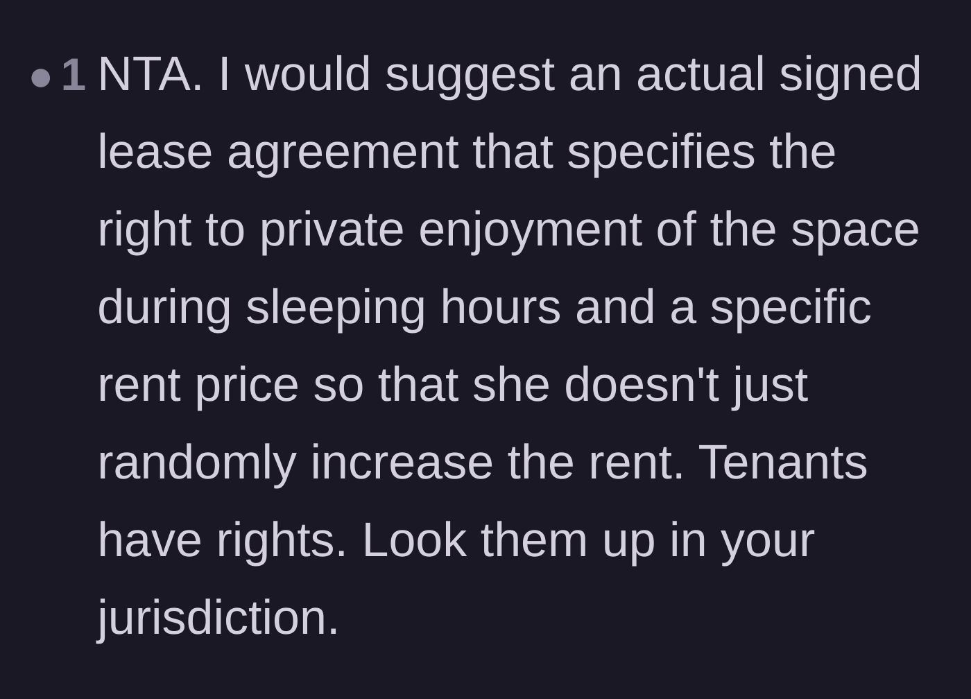 Comment thread 5 - Advice to draft a formal, signed lease agreement to protect tenant rights