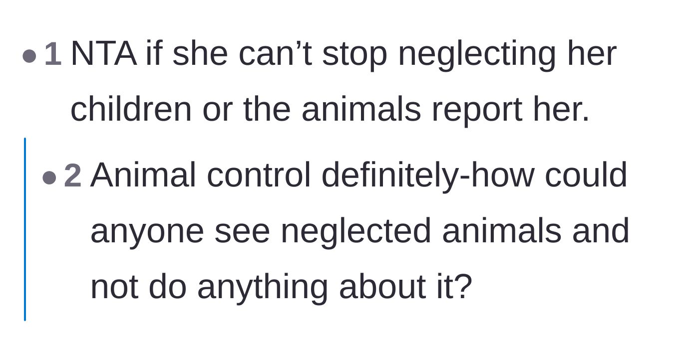 Comment thread 1 - Readers demanding that animal control be called for the starving pets.