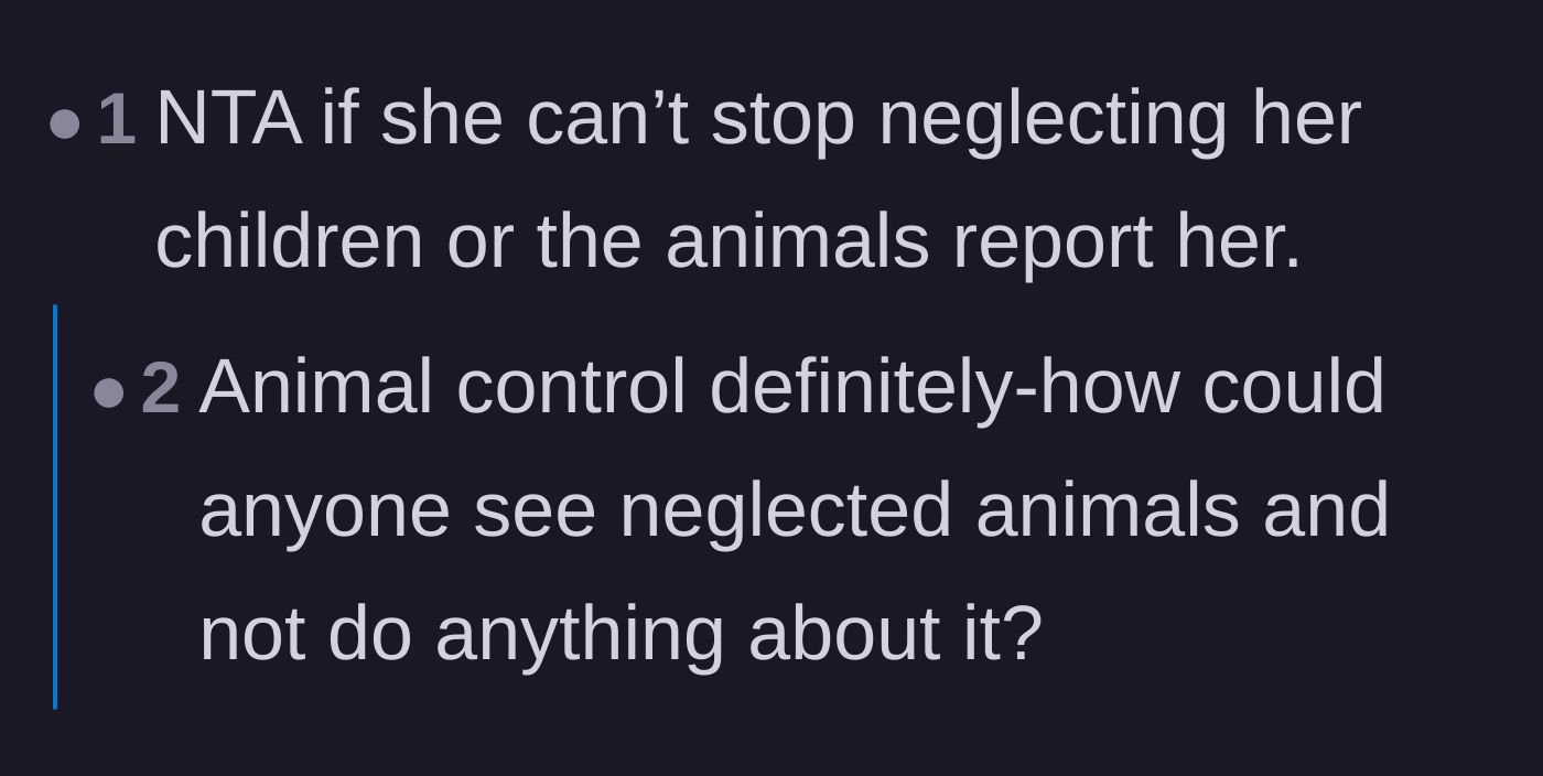 Comment thread 1 - Readers demanding that animal control be called for the starving pets.