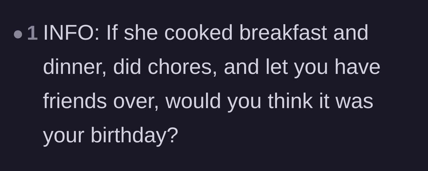 Comment thread 5 - A single-sentence question asking if the husband would consider chores and cooking a real birthday if the roles were reversed