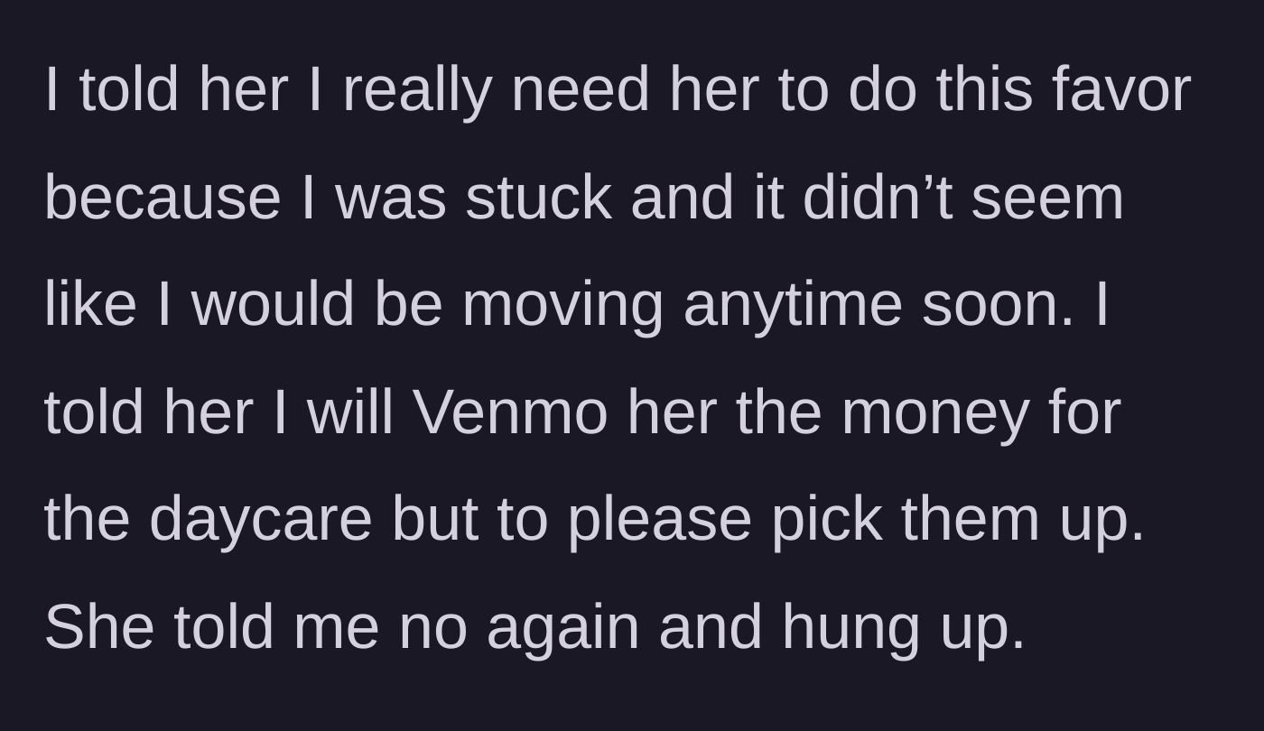 Story part 6 - The older sister begs and offers to pay the younger sister, but is hung up on.