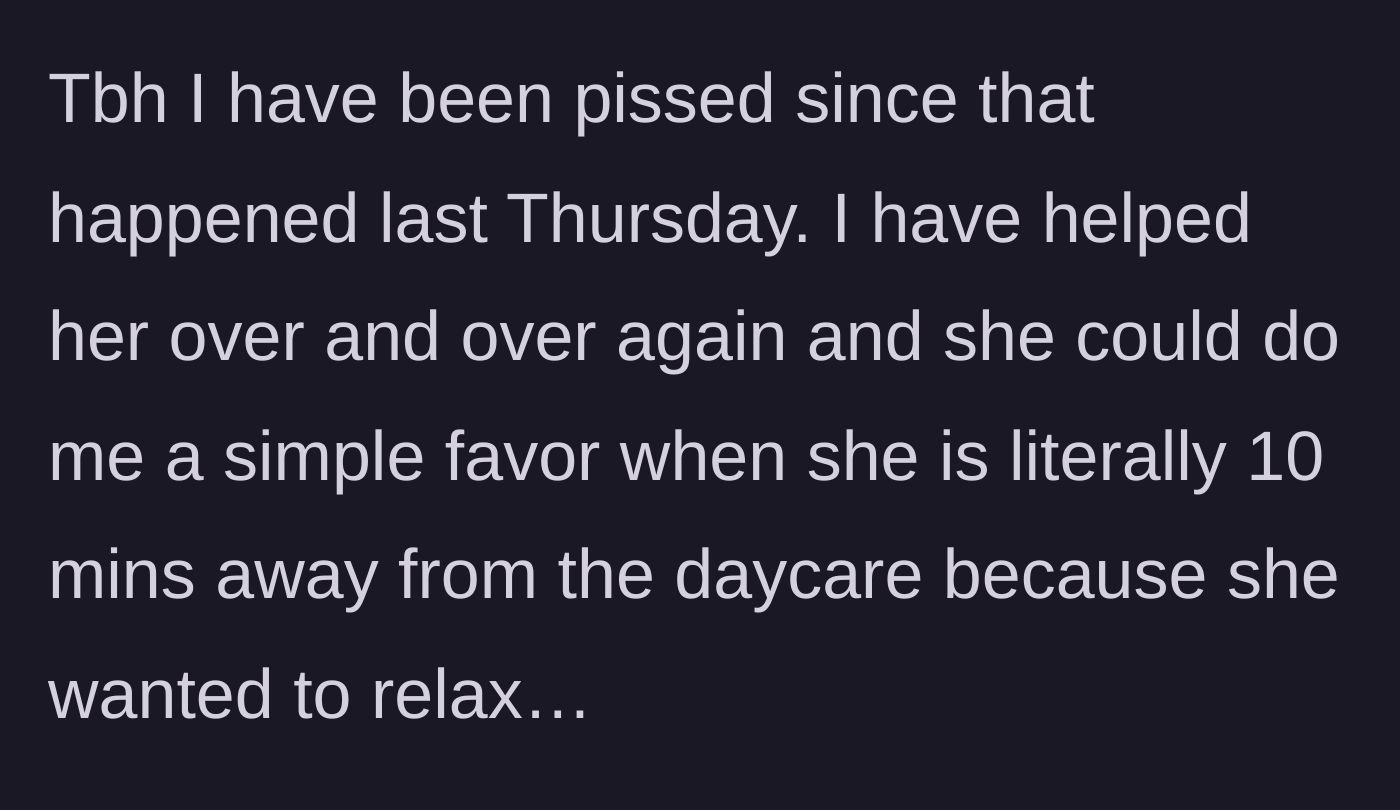 Story part 8 - The older sister simmers with anger over the profound lack of reciprocity.