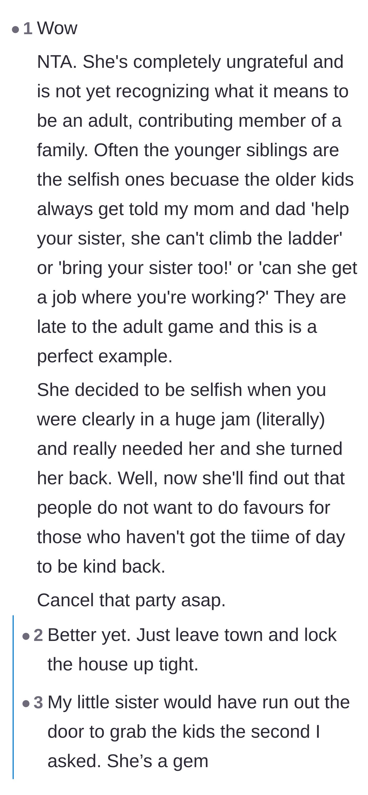 Comment thread 4 - Readers analyze how youngest siblings are often babied by their families, leading to a severe lack of adult empathy and contribution.
