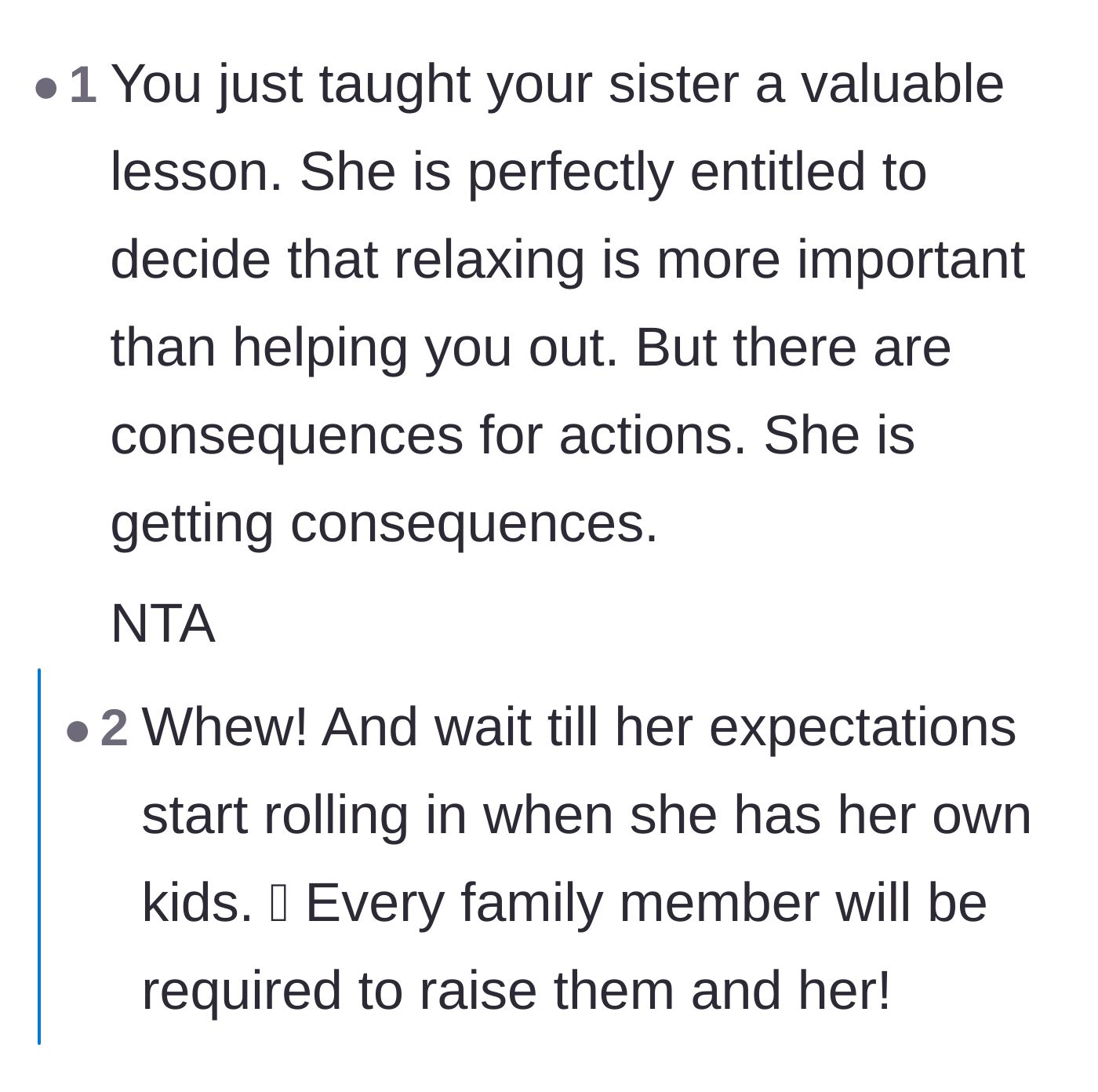 Comment thread 5 - A breakdown comparing the minimal effort of picking up the kids versus the massive effort of hosting an engagement party.