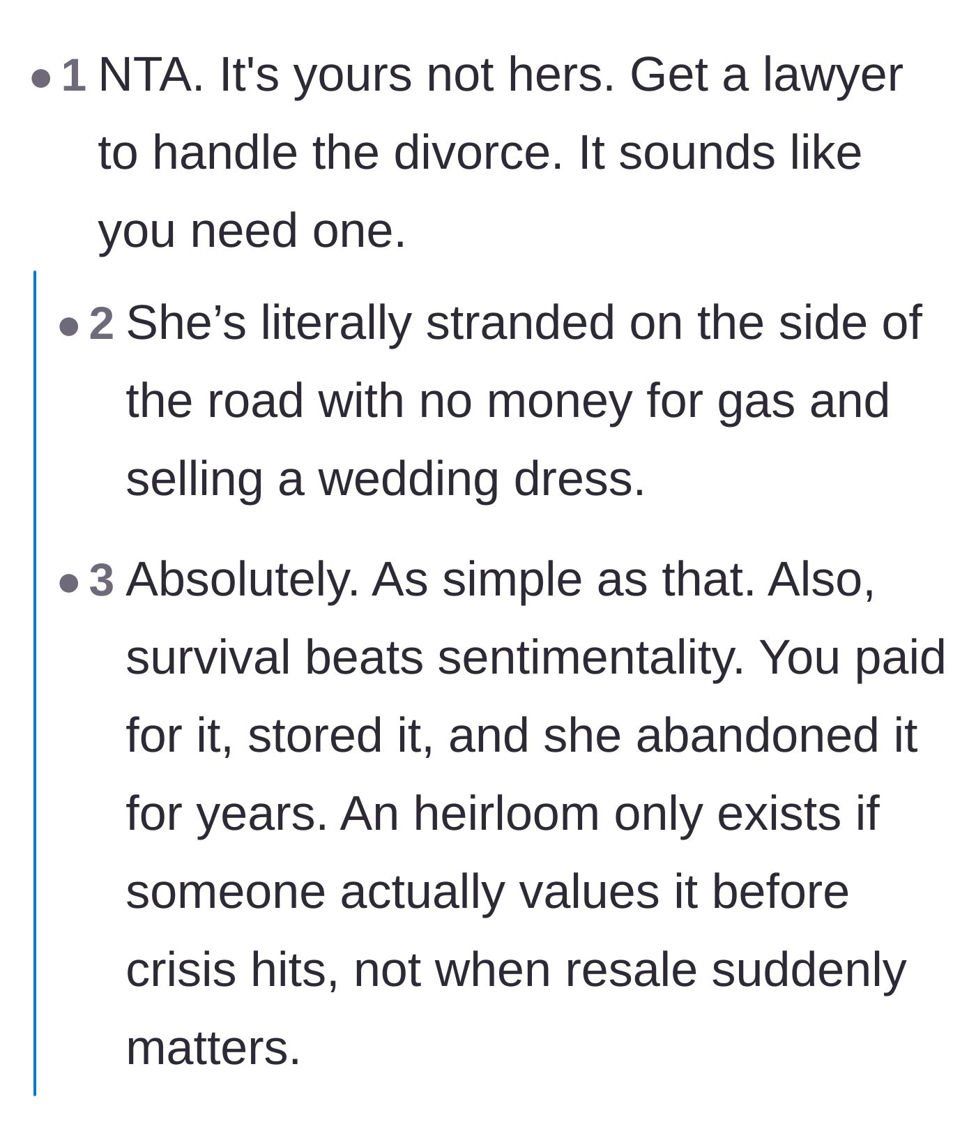 Comment thread 2 - Practical advice on navigating divorce after domestic violence and finding immediate emergency employment.
