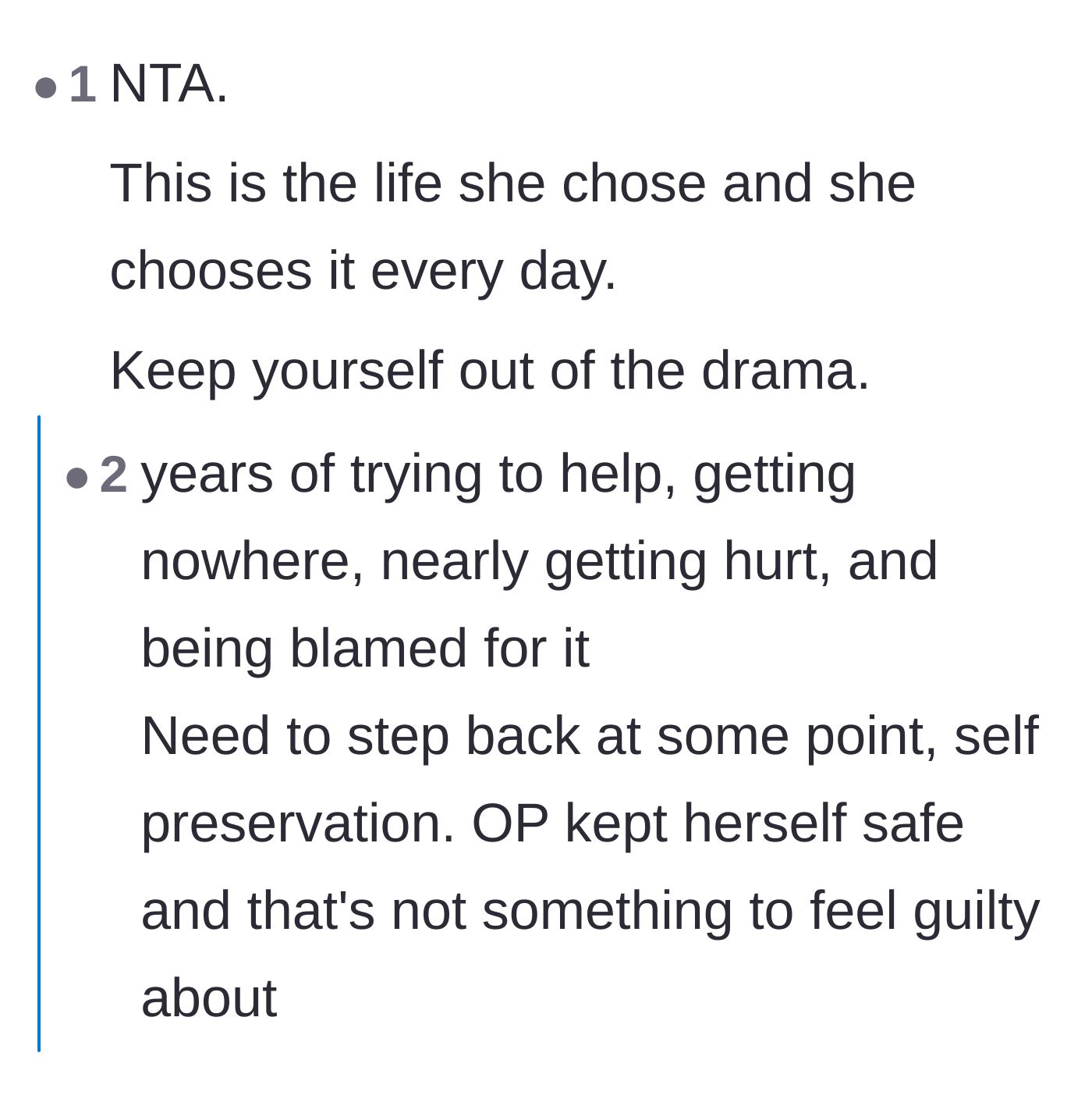 Comment thread 2 - A debate on prioritizing self-preservation versus sticking by a victim of emotional abuse