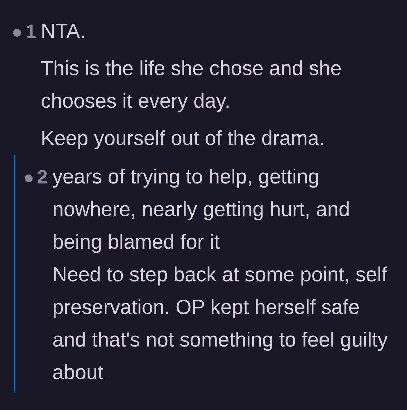 Comment thread 2 - A debate on prioritizing self-preservation versus sticking by a victim of emotional abuse