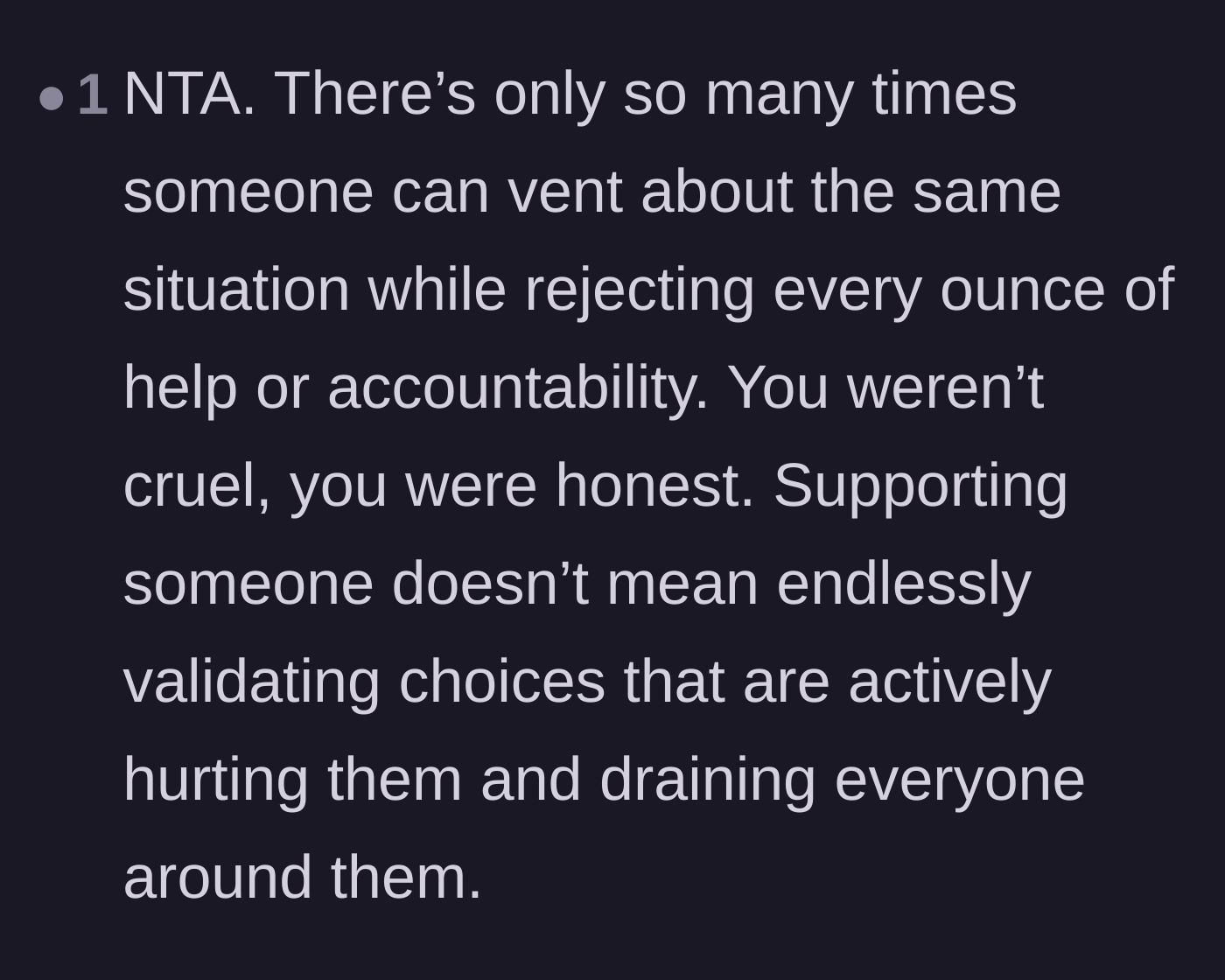 Comment thread 3 - Validation that enabling toxic choices is not the same thing as offering true support