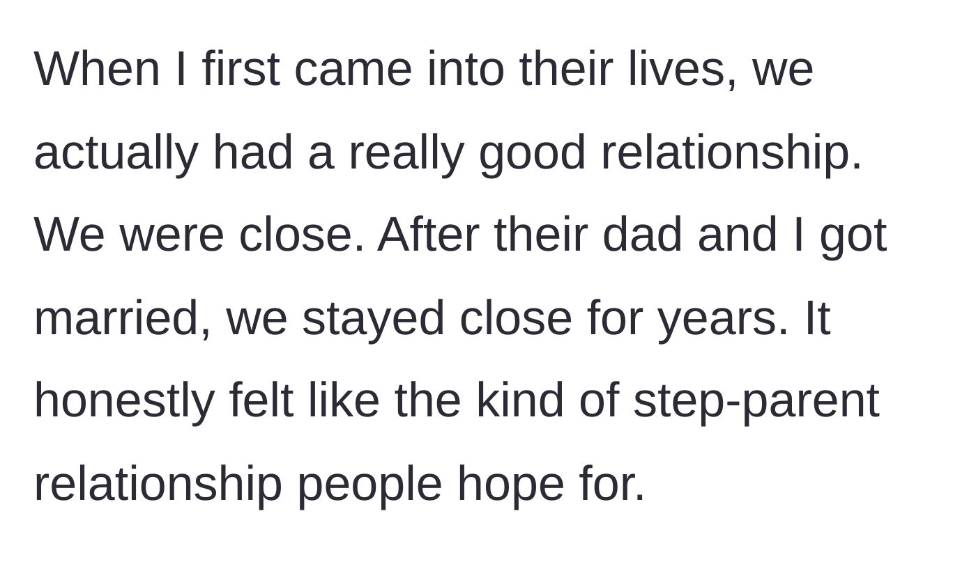 Story part 3 - The early years, showing a close, loving relationship between the stepmother and the young girls.