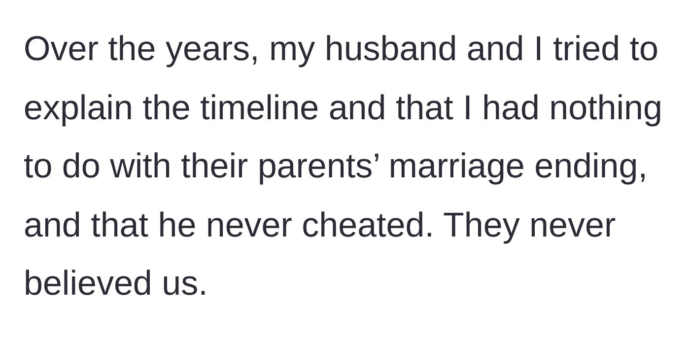 Story part 6 - The father and stepmother's repeated, failed attempts over the years to explain the true timeline to the disbelieving daughters.