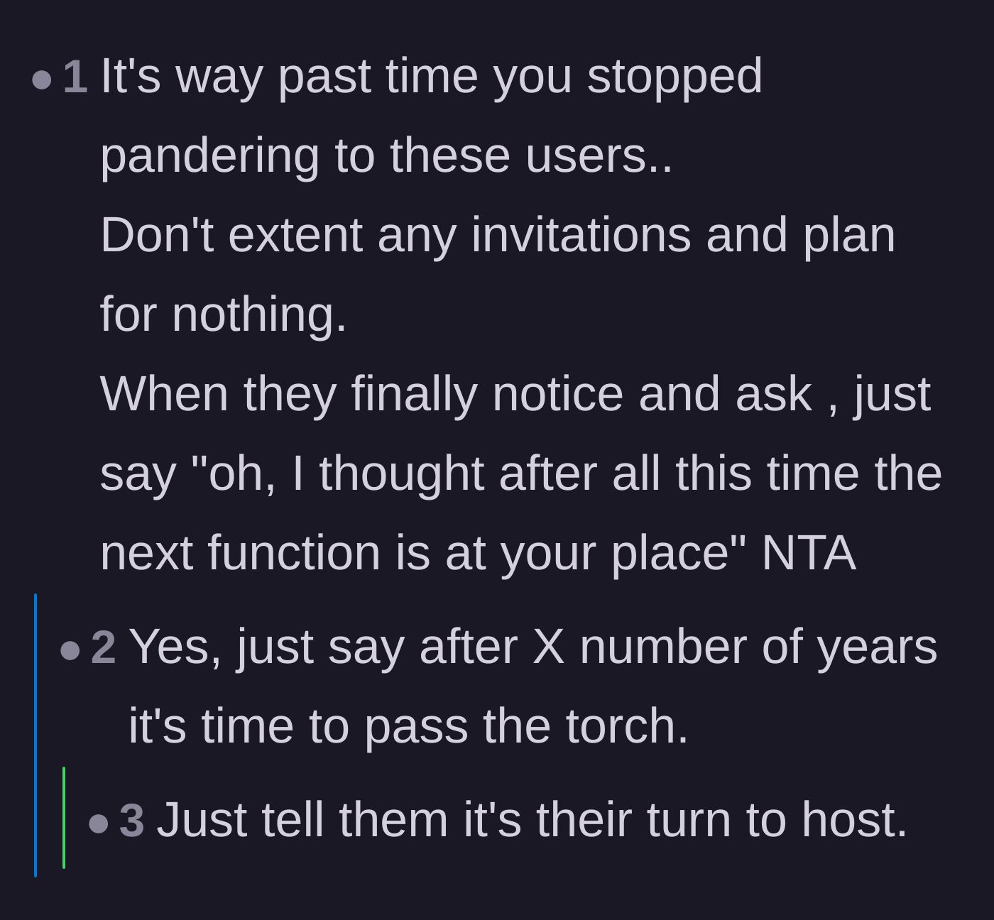 Comment thread 2 - Commenters agreeing it's time to stop pandering and permanently pass the hosting torch.