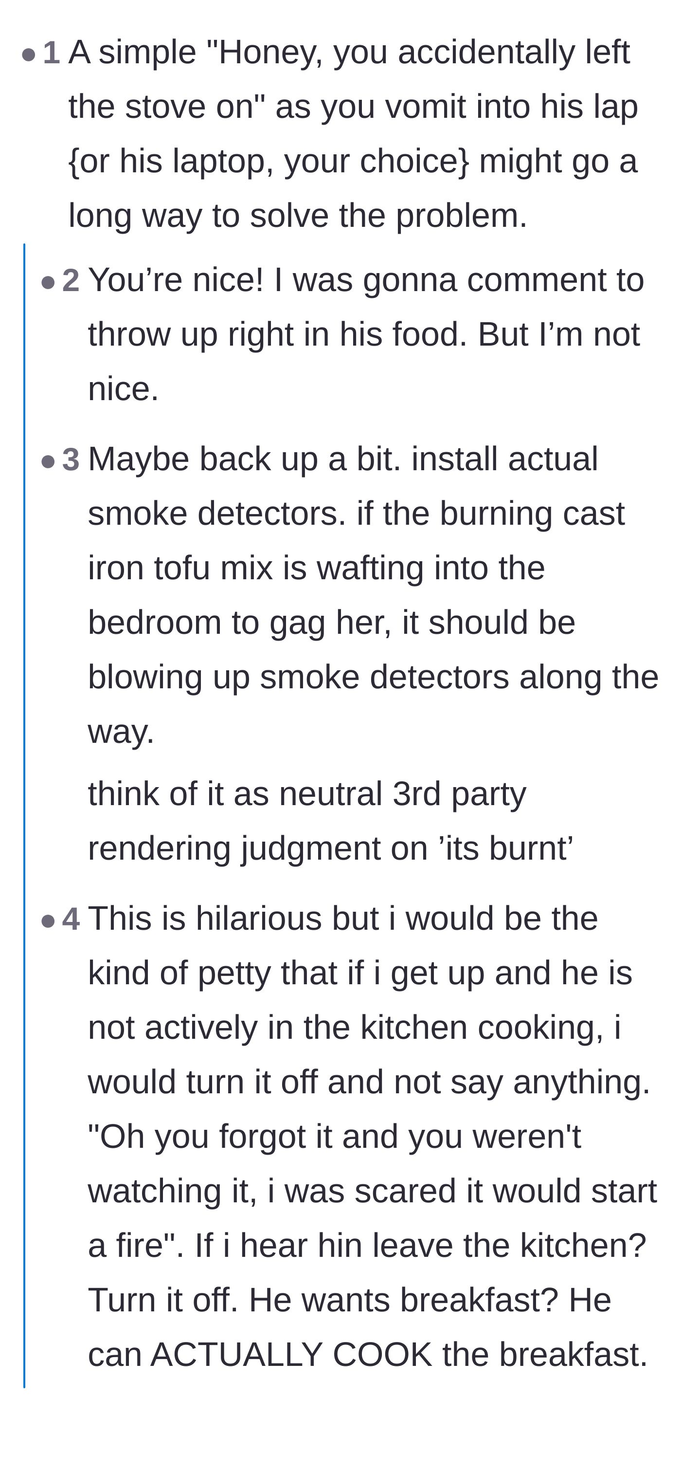 Comment thread 1 - Readers brainstorm petty revenge tactics like throwing up on his laptop and share unhinged stories about grandmothers using frying pans as weapons.