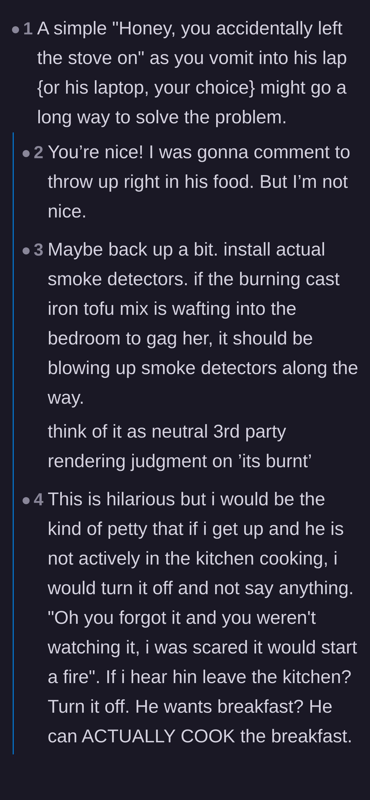 Comment thread 1 - Readers brainstorm petty revenge tactics like throwing up on his laptop and share unhinged stories about grandmothers using frying pans as weapons.