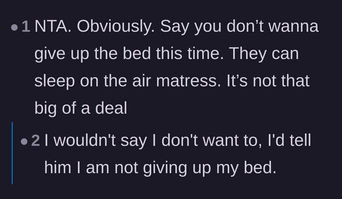 Comment thread 6 - A firm reminder to stop asking for permission and start stating boundaries as facts.