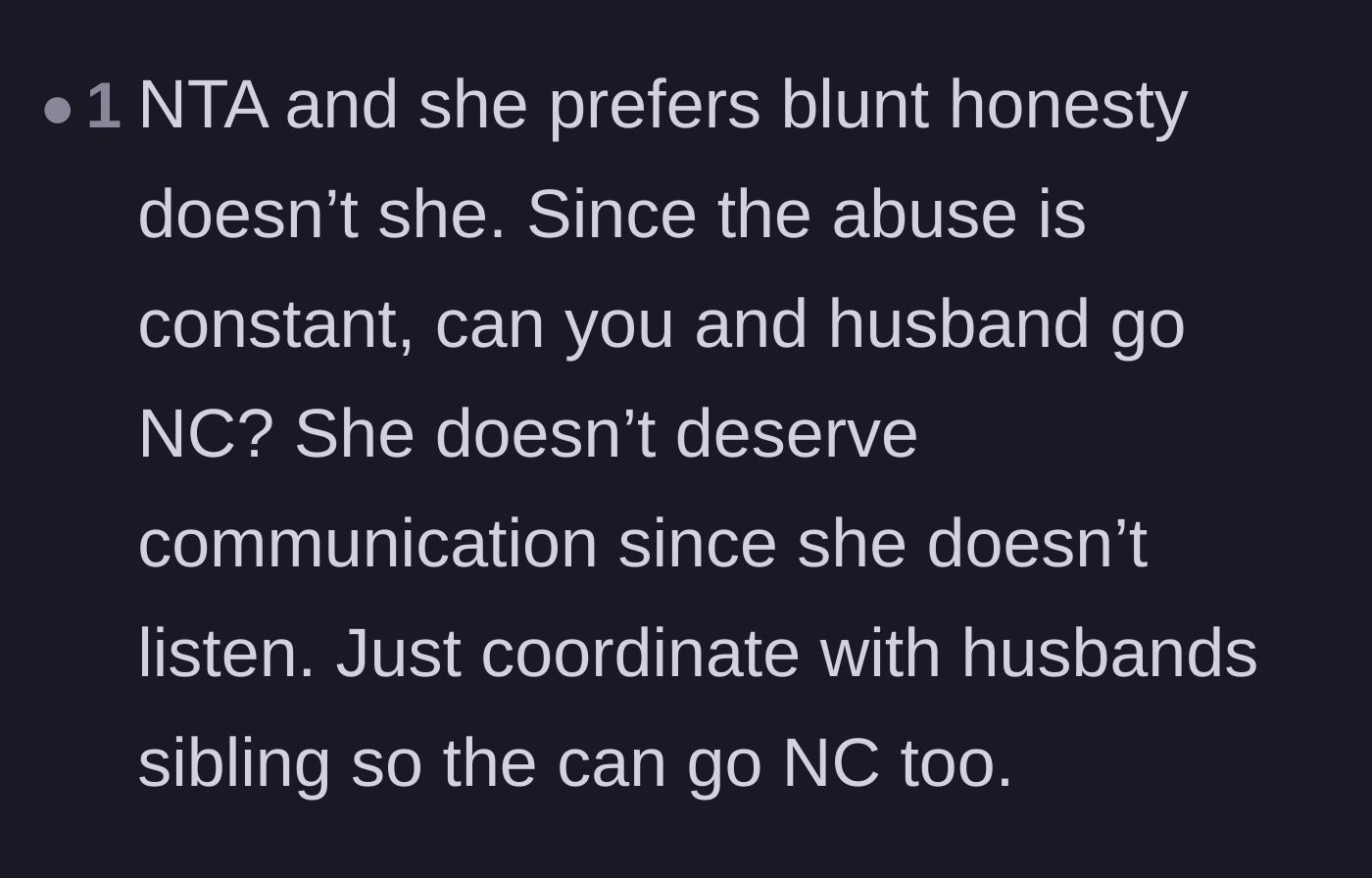 Comment thread 2 - Advice on coordinating with the husband's sibling to completely cut off contact.