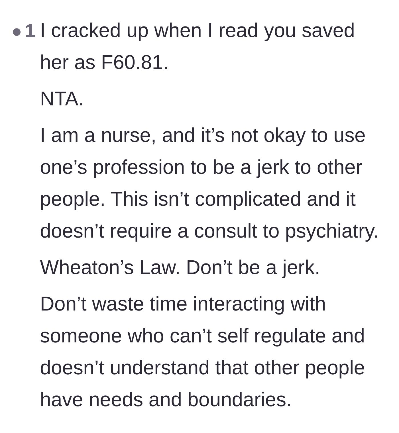 Comment thread 6 - An actual registered nurse condemning the mother-in-law for weaponizing her former profession to bully others.