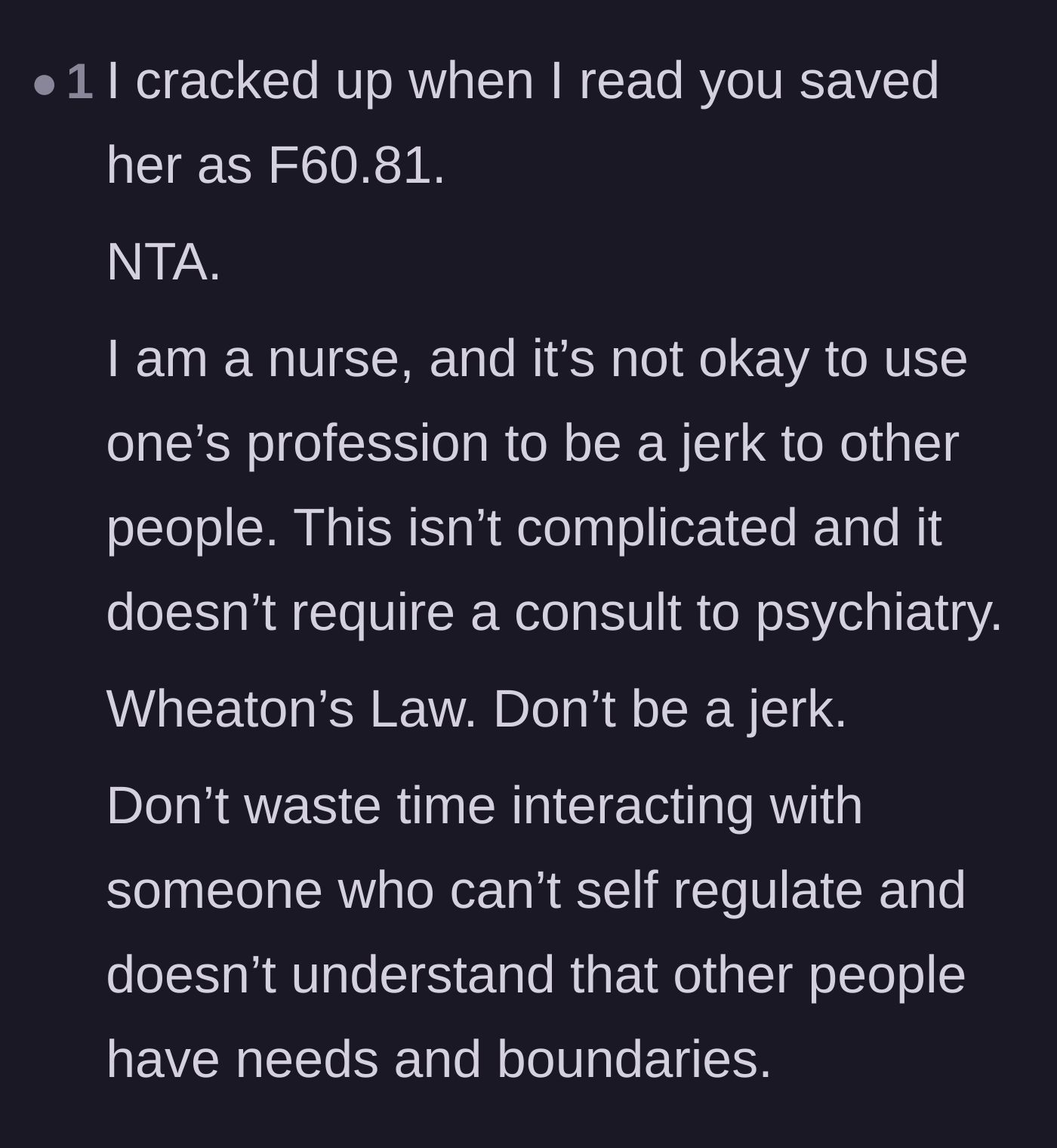 Comment thread 6 - An actual registered nurse condemning the mother-in-law for weaponizing her former profession to bully others.