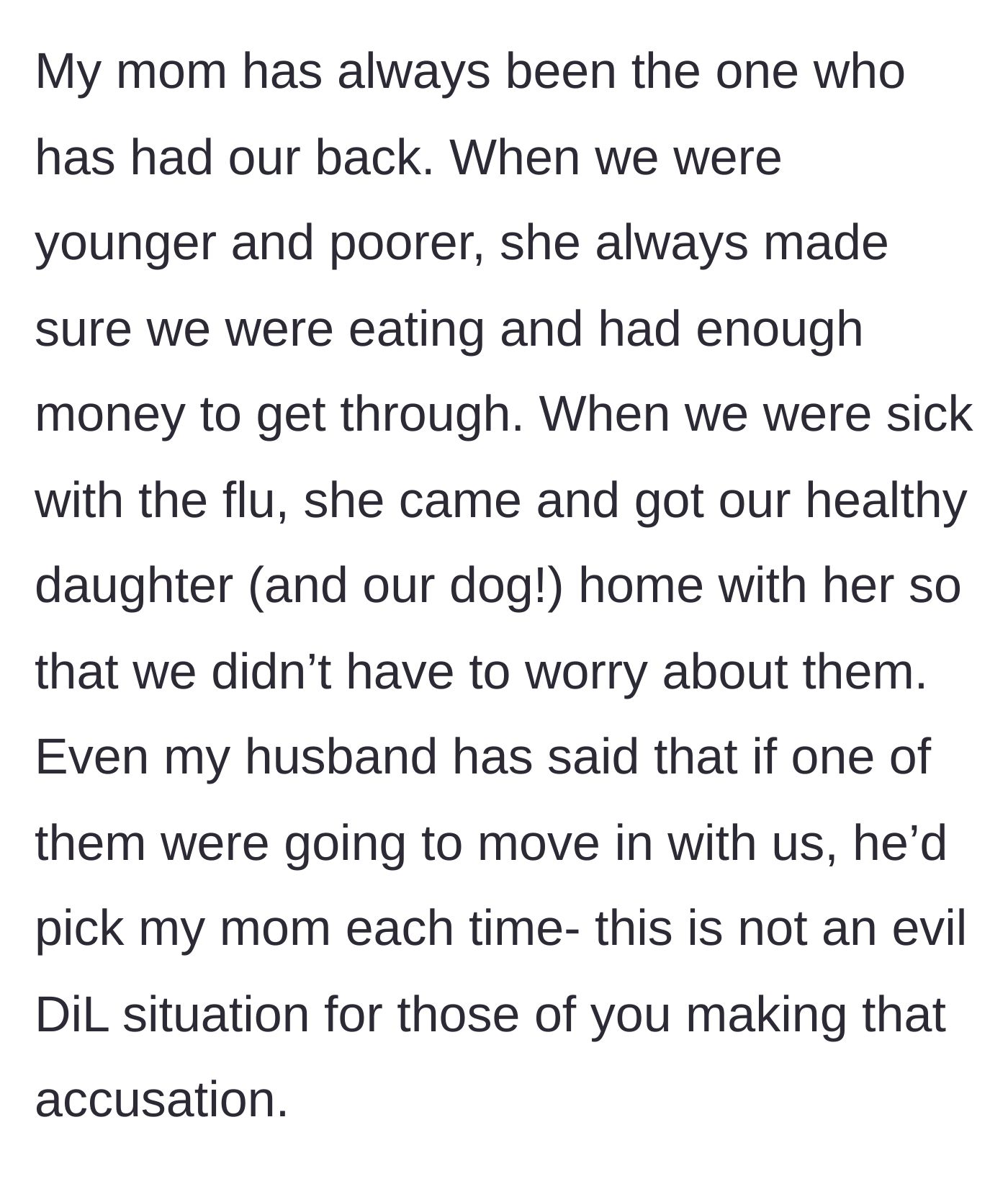 Story part 13 - A heartwarming shoutout to the wife's incredibly supportive own mother.
