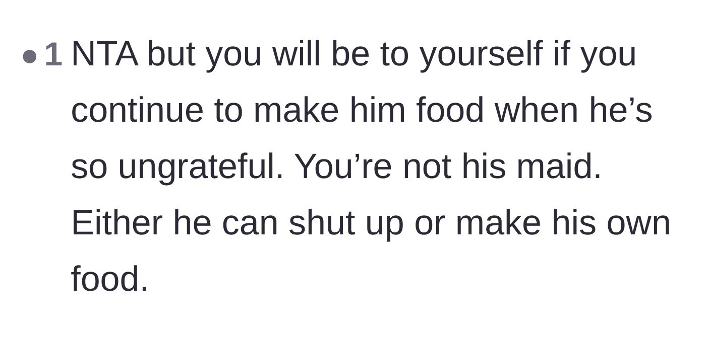 Comment thread 3 - A straightforward reminder that she is a wife, not a maid.