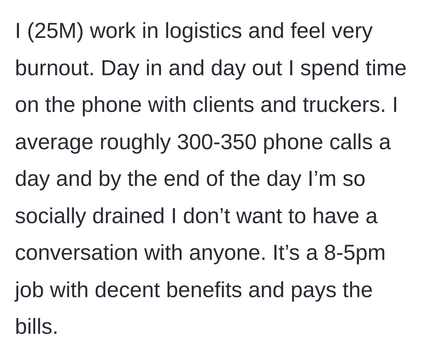 Story part 1 - A burned-out logistics worker staring exhaustedly at a constantly ringing office phone.