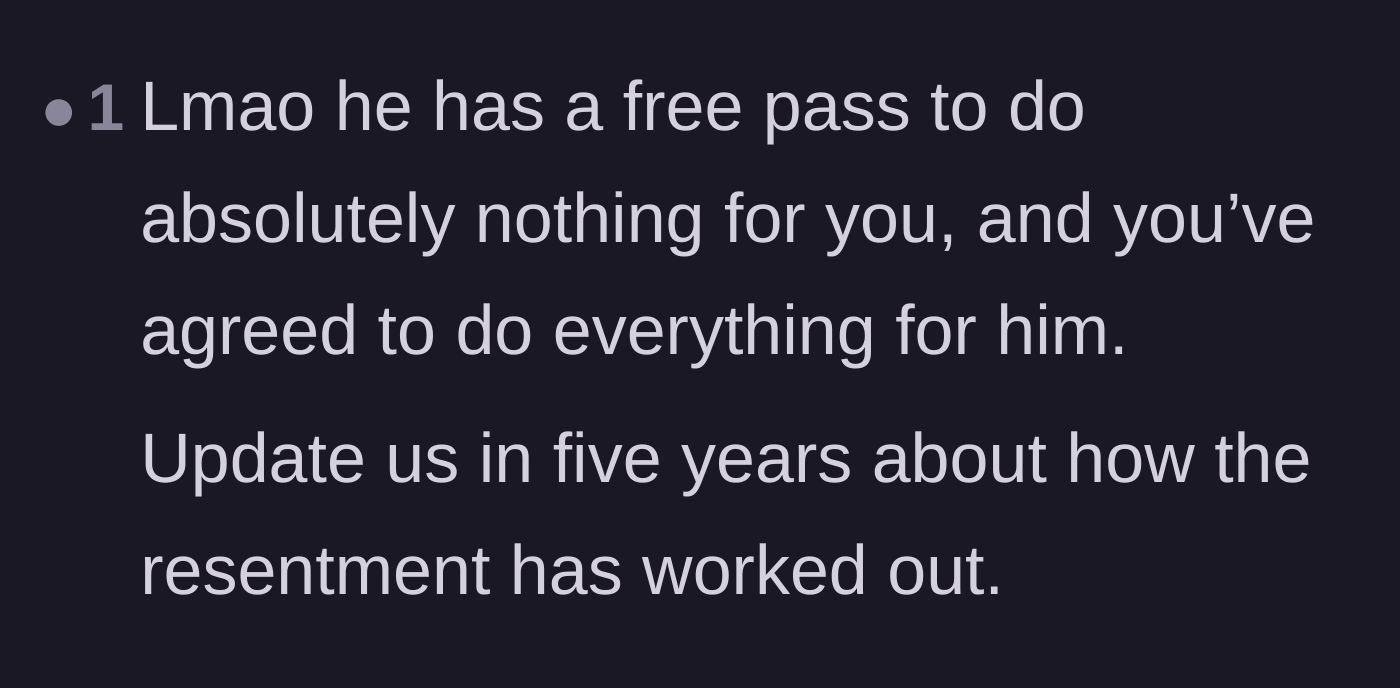 Comment thread 5 - A painfully blunt prediction that giving the husband a free pass will only result in massive resentment down the line.