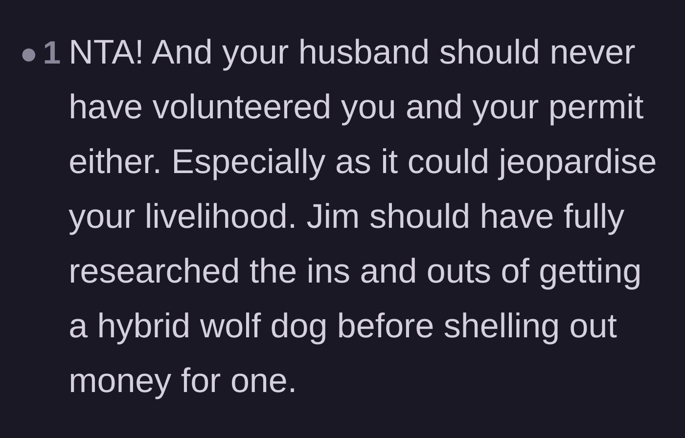 Comment thread 3 - Supporting the author's refusal and calling out the husband for jeopardizing her livelihood