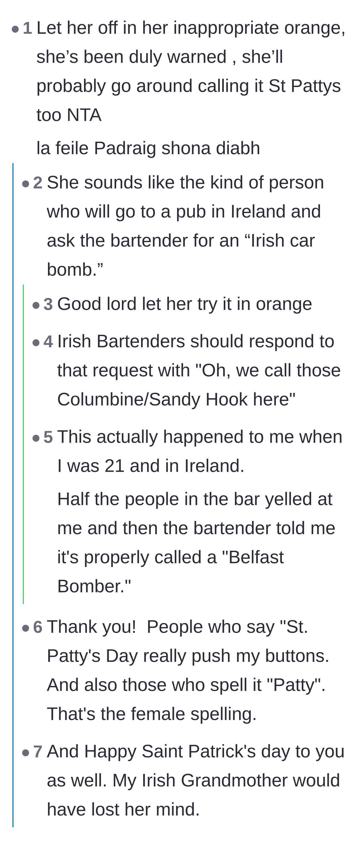 Comment thread 4 - Readers speculate the tourist will commit further cultural offenses, such as ordering highly insensitive drinks at the pub.
