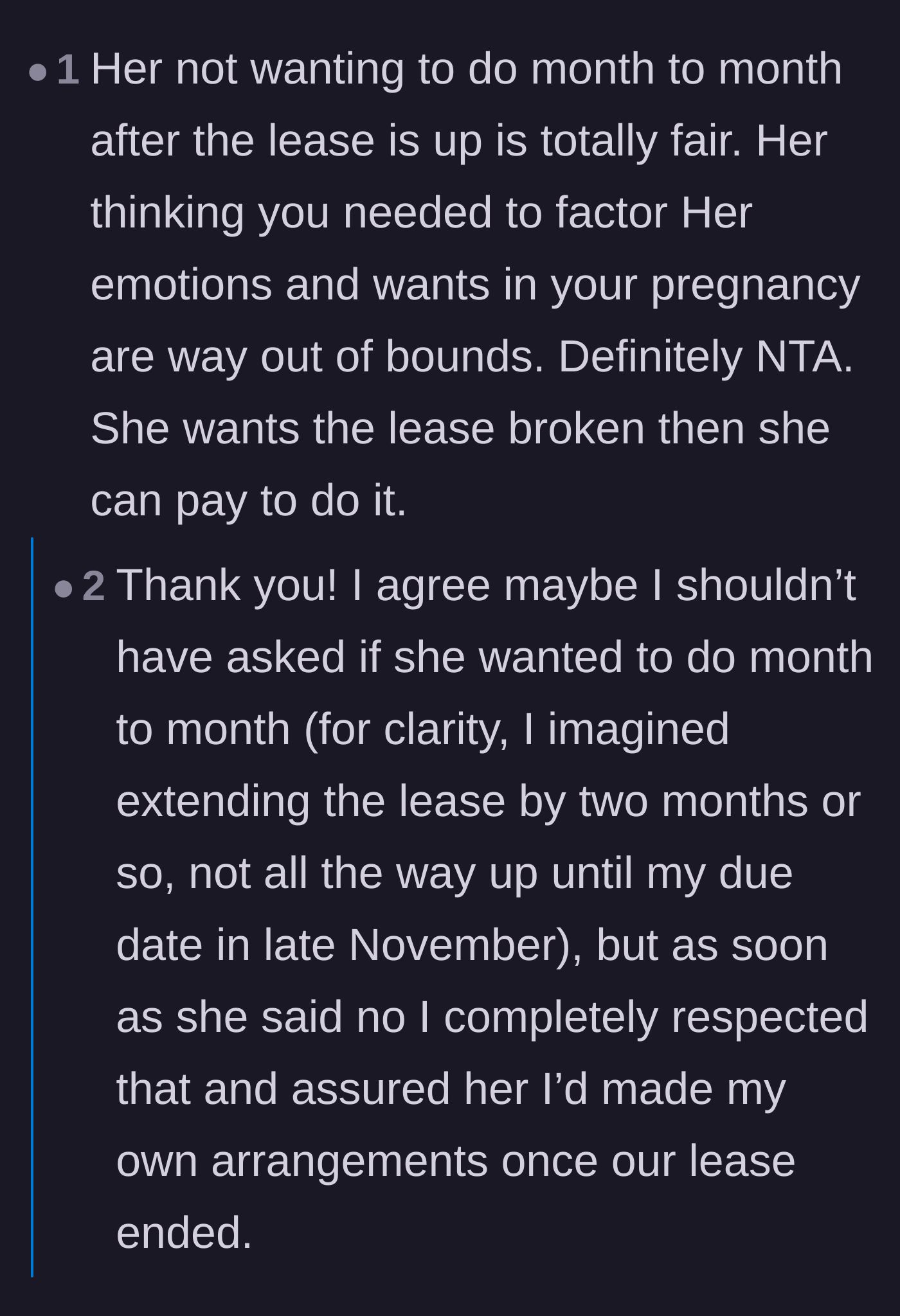 Comment thread 2 - Reassurance that asking for a short lease extension is completely normal and the roommate's reaction is absurd.