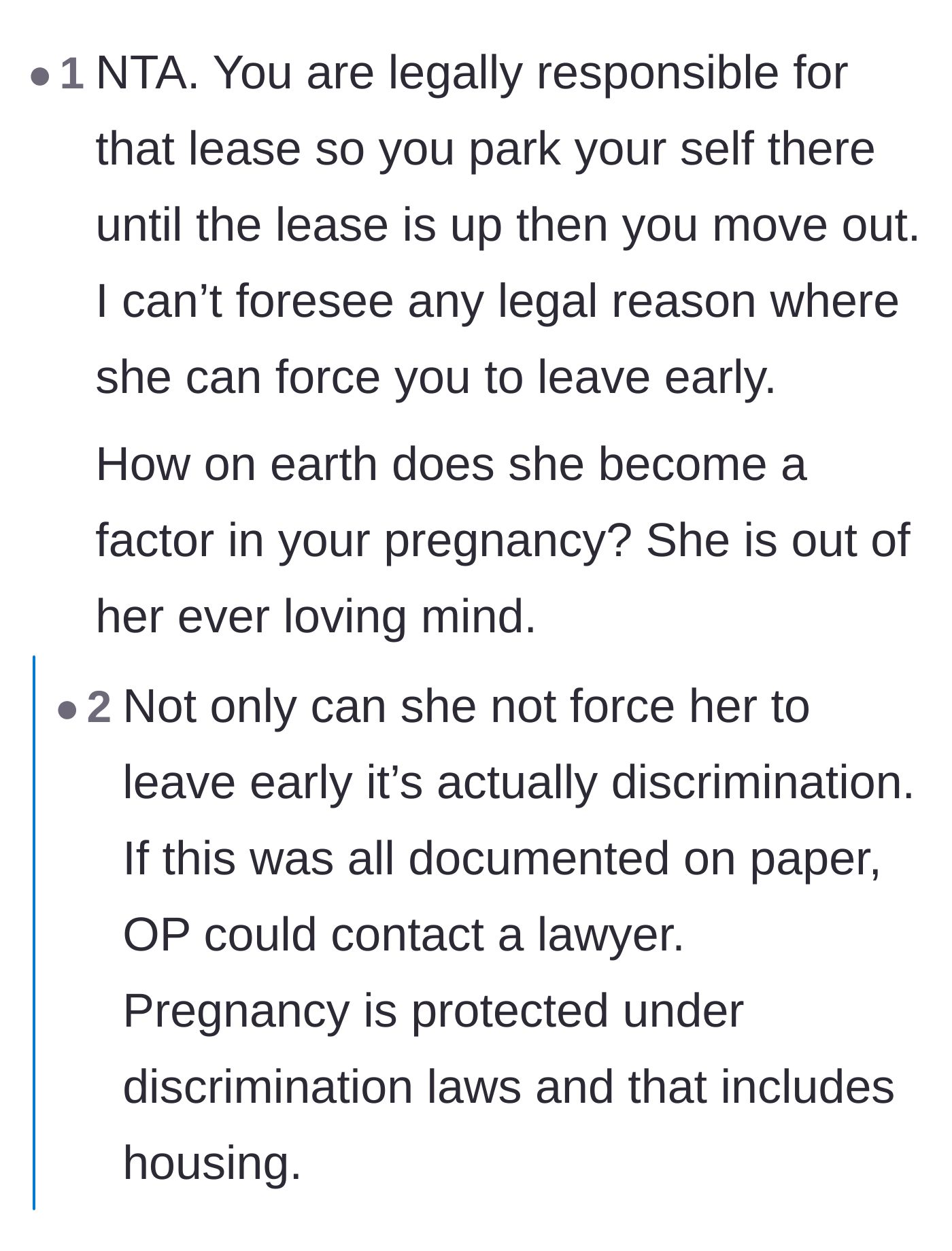 Comment thread 3 - A discussion on housing laws, confirming the roommate has no legal standing to force an eviction.