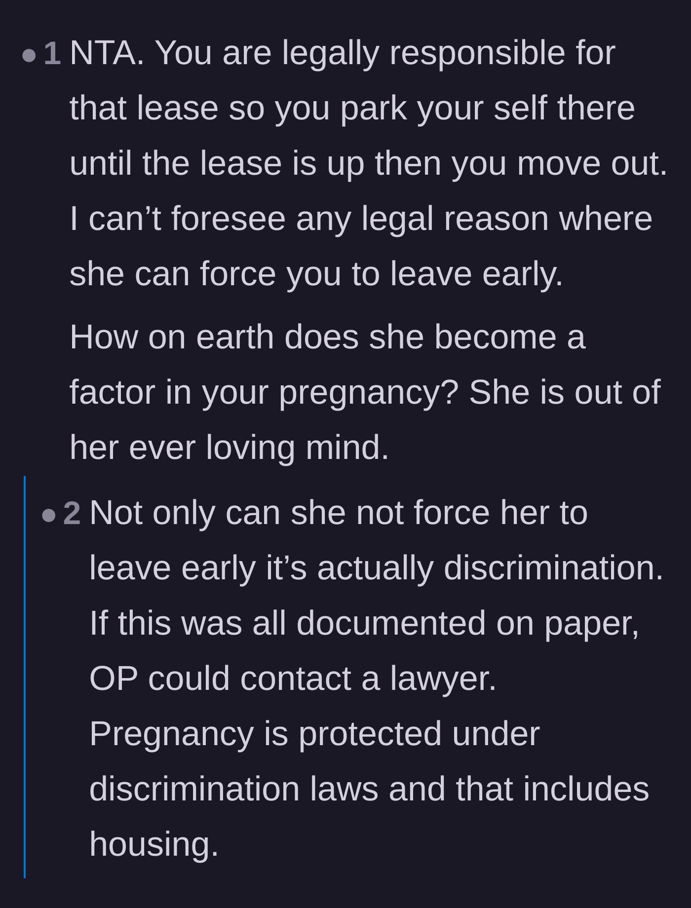 Comment thread 3 - A discussion on housing laws, confirming the roommate has no legal standing to force an eviction.