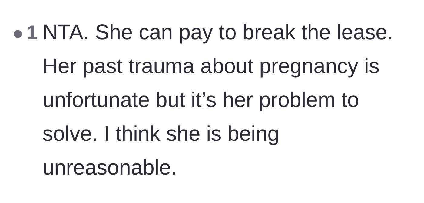Comment thread 6 - Pointing out that while the roommate's past trauma is genuinely sad, it doesn't excuse her unhinged behavior.