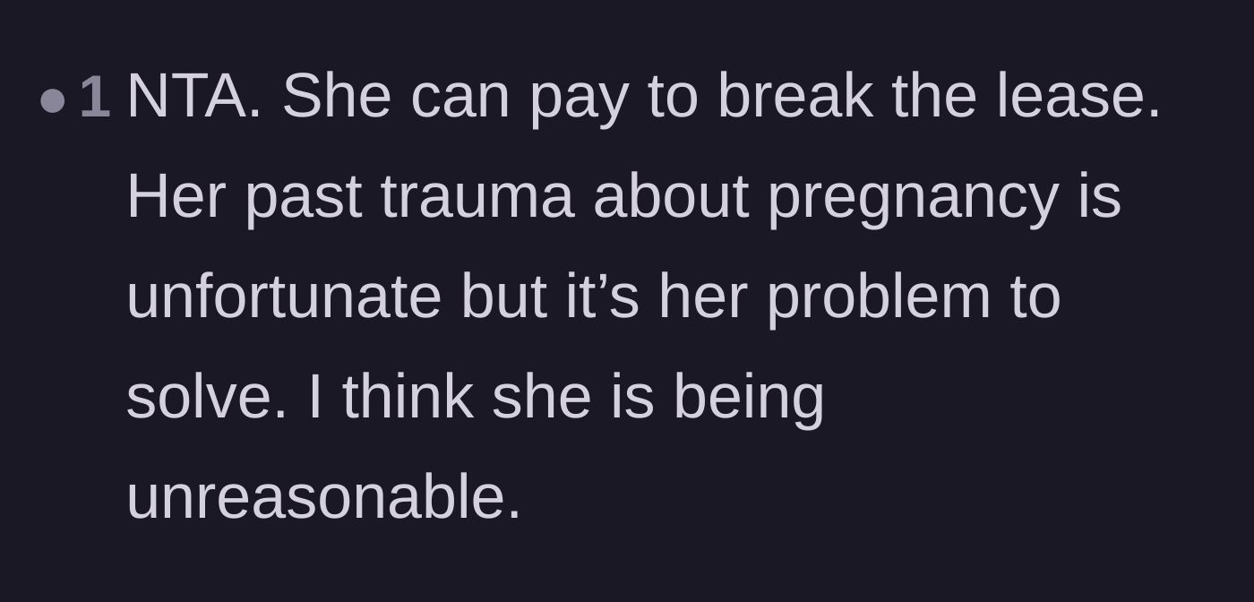 Comment thread 6 - Pointing out that while the roommate's past trauma is genuinely sad, it doesn't excuse her unhinged behavior.